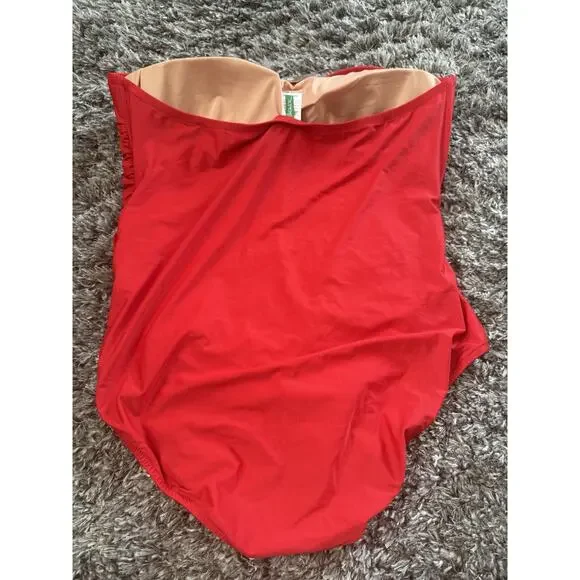 NWT J. Crew Gemma Ruched Strapless One Piece Bathing Swim Suit Adj Strap Size 22 - Picture 5 of 9